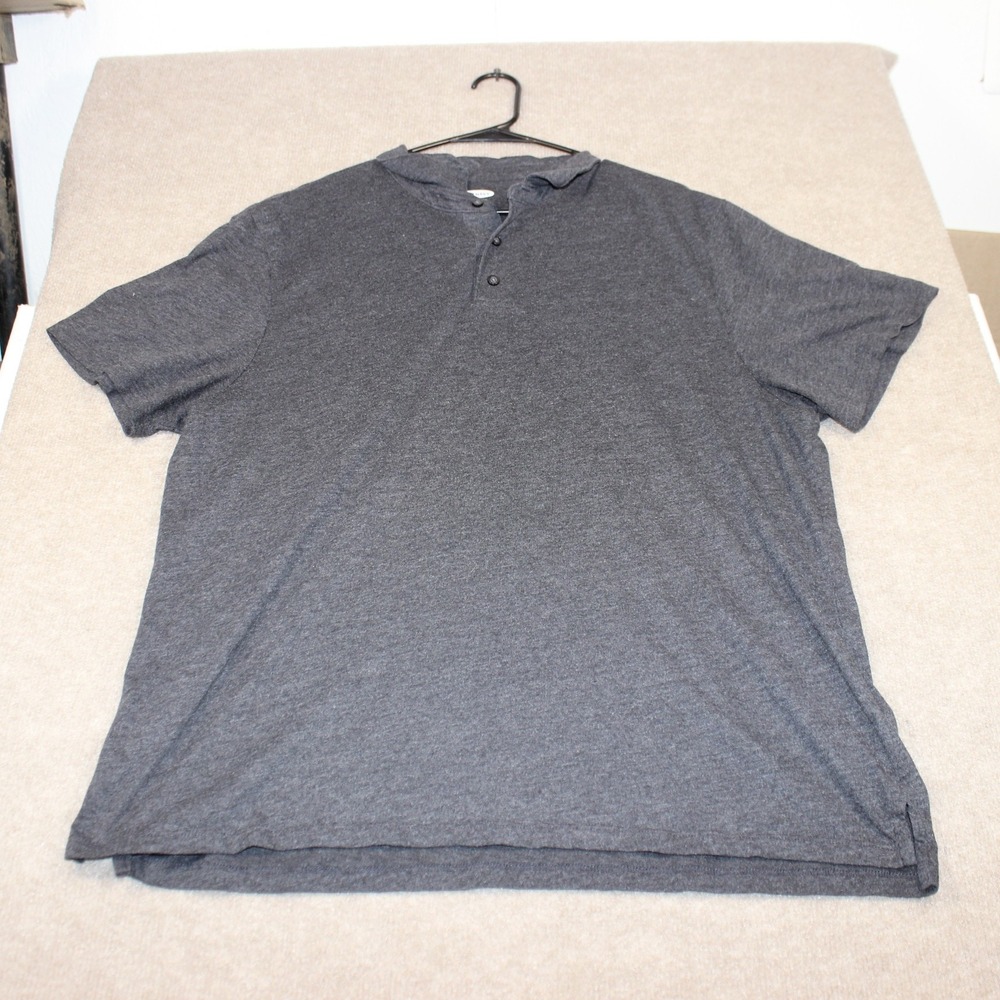 Old Navy Mens Henley Shirt Short Sleeve Charcoal Gray Heather XL